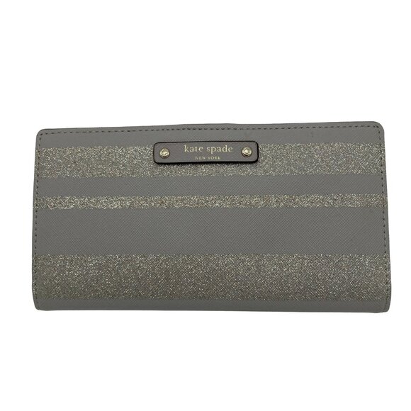 Kate Spade Saffiano Leather Glitter Striped Wallet - Picture 1 of 9